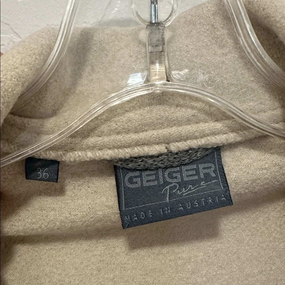 Geiger warm 100% wool trench Long Double-Breasted Coat‎ Beige 36 small ACADEMIA